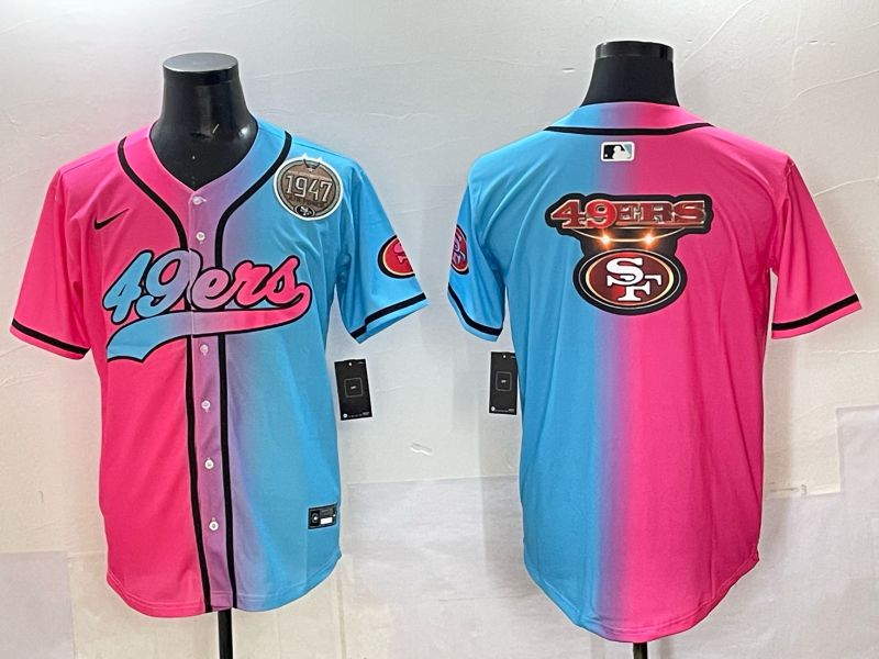 Men 2025 San Francisco 49ers Blank Blue pink Nike Limited NFL Jersey style 023->san francisco 49ers->NFL Jersey